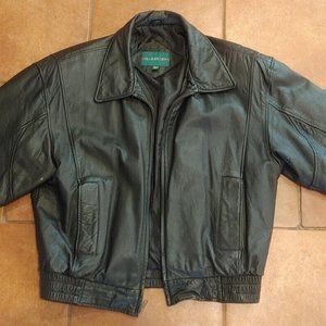 Hill & Archer Men's Bomber Jacket Size 42 Black Leather Full Zip